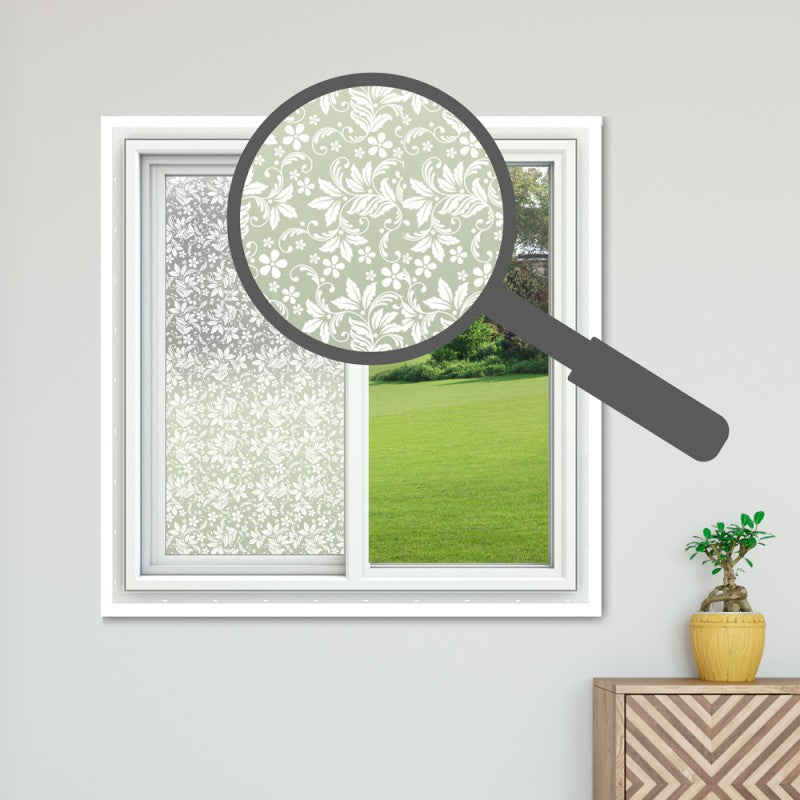 Light Gray Floral Theme Window Film Sheets Fuji