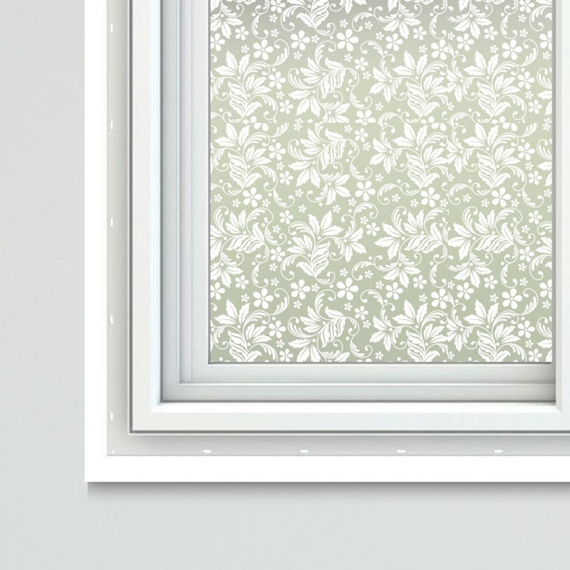 Light Gray Floral Theme Window Film Sheets Fuji