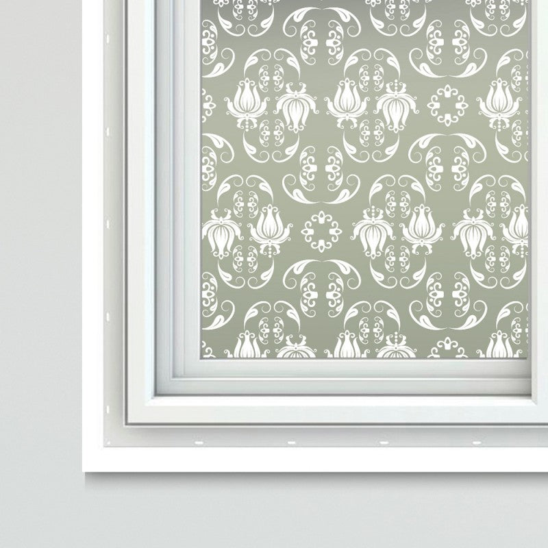 Light Gray Victorian Theme Window Film Sheets Gregorian